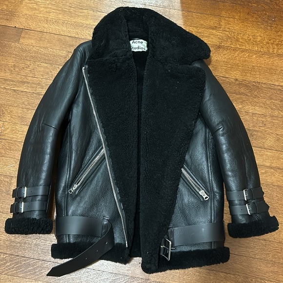 Acne Studios Velocite Leather and Shearling coat - Picture 6 of 12